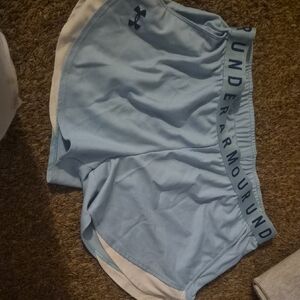 Under Armour Pale Blue Women's Athletic Shorts with Branded Waistband